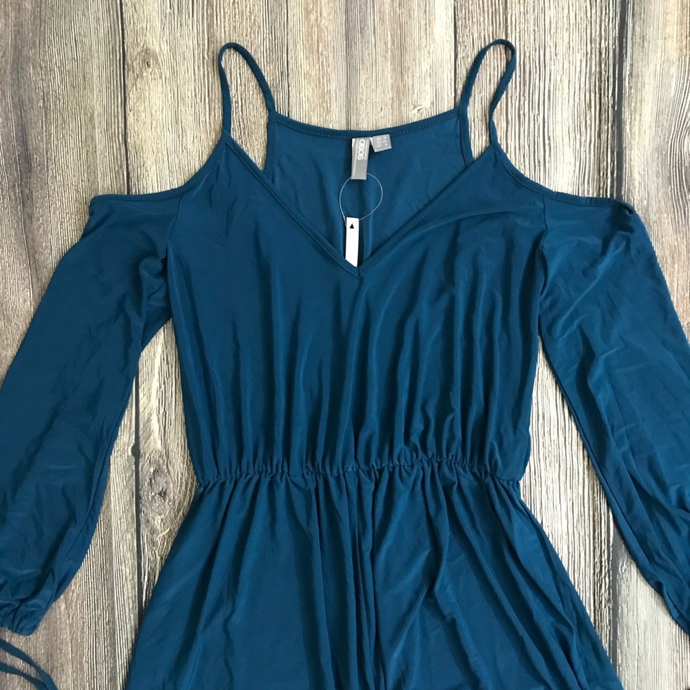 ASOS Teal Blue Cut-out Shorts Romper 4 S NWT - Picture 5 of 8